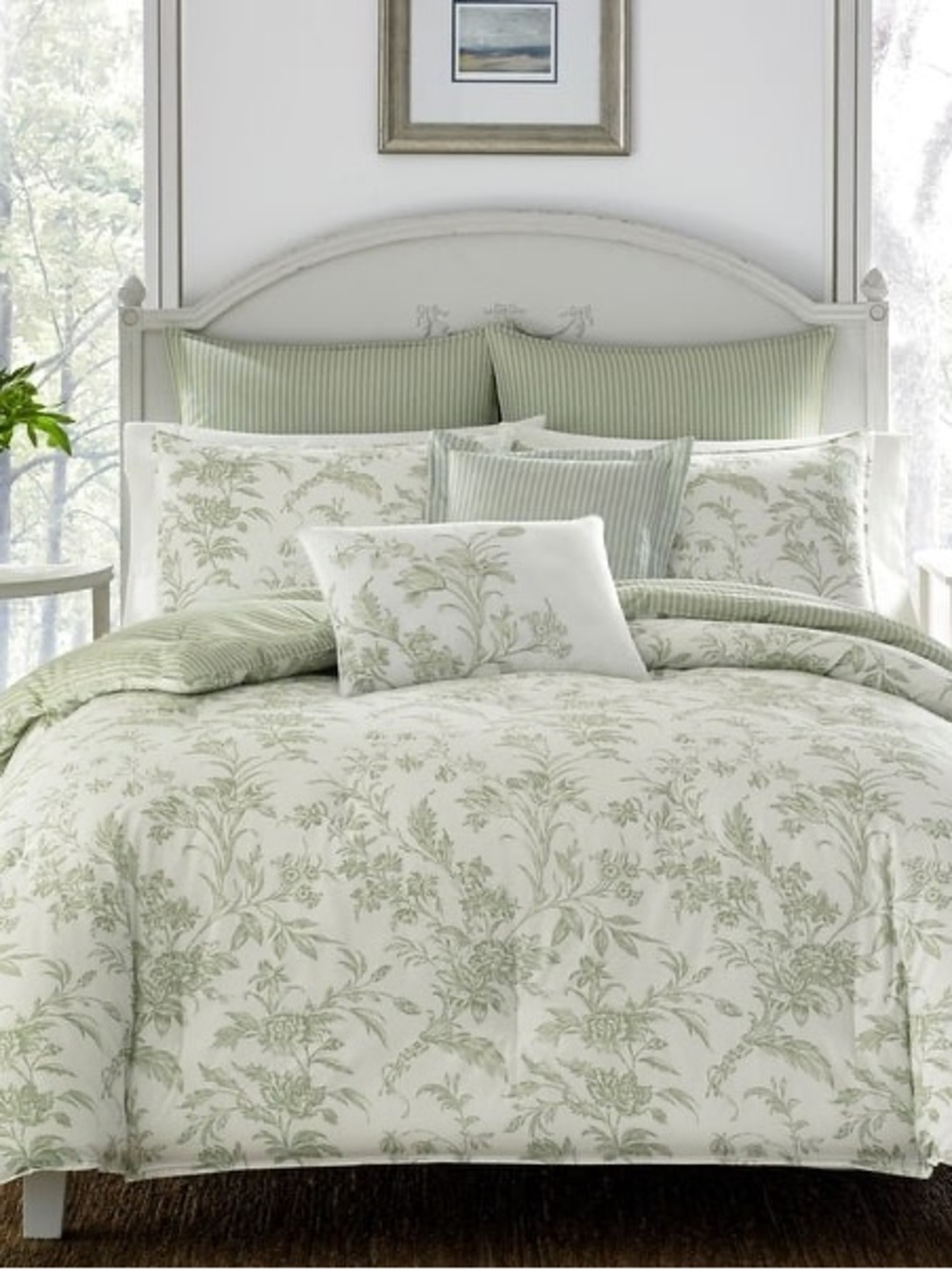 Laura Ashley Natalie Green Cotton Duvet Cover Set - King